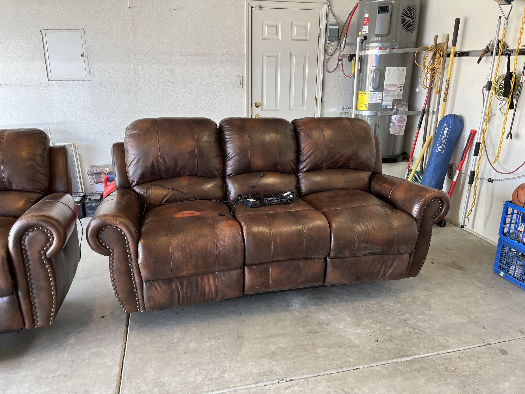 Brown Leather Sofa Couch And Loveseat