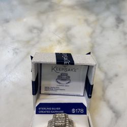 STERLING SILVER CREATED SAPPHIRE 