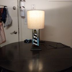 Hand Made Stained Glass Lighthouse Lamp