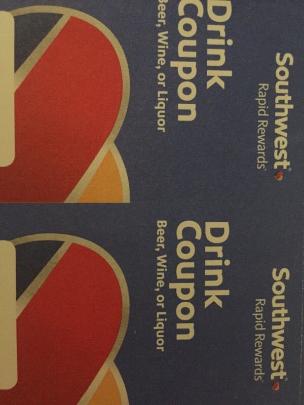 Southwest Airlines alcoholic drink coupons 50% off