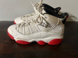 Kids' Jordan 6 Rings Shoes - White / Black / University Red
