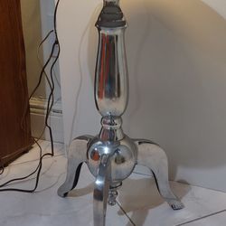 Mid Century Modern Aluminum Silver Metal Round Night Stand Table Wine Table