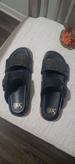 Söfft Black Slide Sandals with Buckle Straps