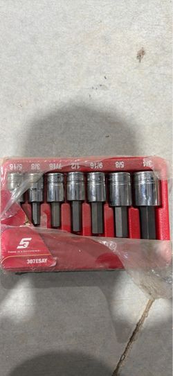 Snap-on 7-Piece 1/2” Drive SAE Hex Bit Socket Set 307ESAY
