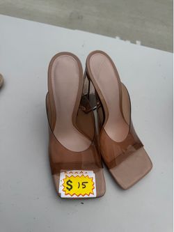 Zara cream/brown clear heels size 8 1/2
