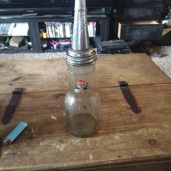 Old Motor Oil Glass Bottle 