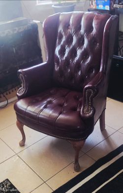 Red vintage leather office chair