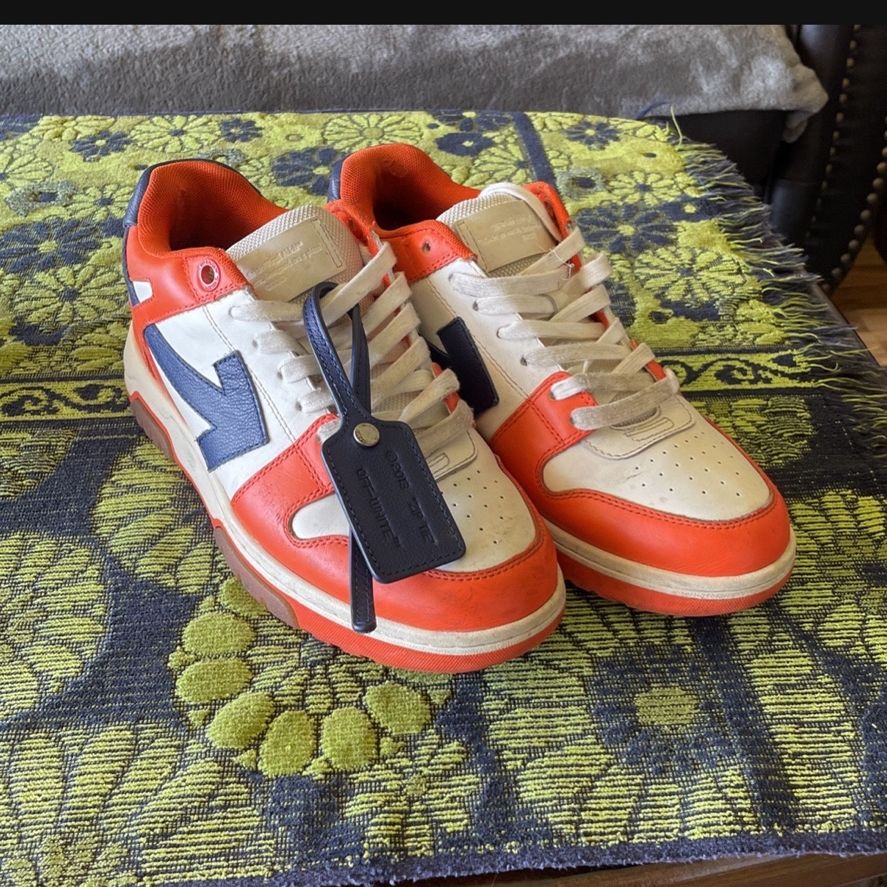Bape Off-White Out Of Office Low Tops | Size 9 M | White Orange Blue Color-way
