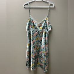 George Floral Satin &amp; Lace Nightgown
