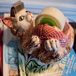 Vintage Cat Tape Dispenser with Tape Wheel.