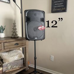 QFX 12” Bluetooth Portable Rechargeable Speaker  With Microphone, Speaker Stand &  LED Party Lights 🔊🎤🎶🎶🎶 