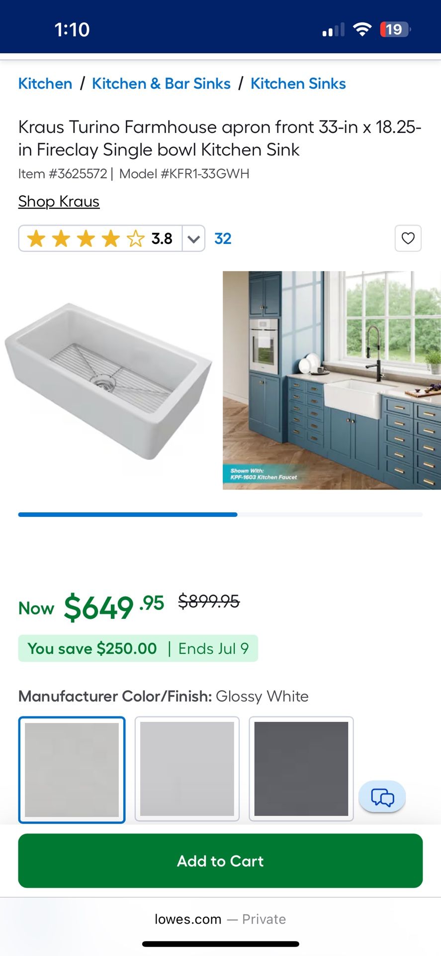 Kraus Farmhouse Kitchen Sink