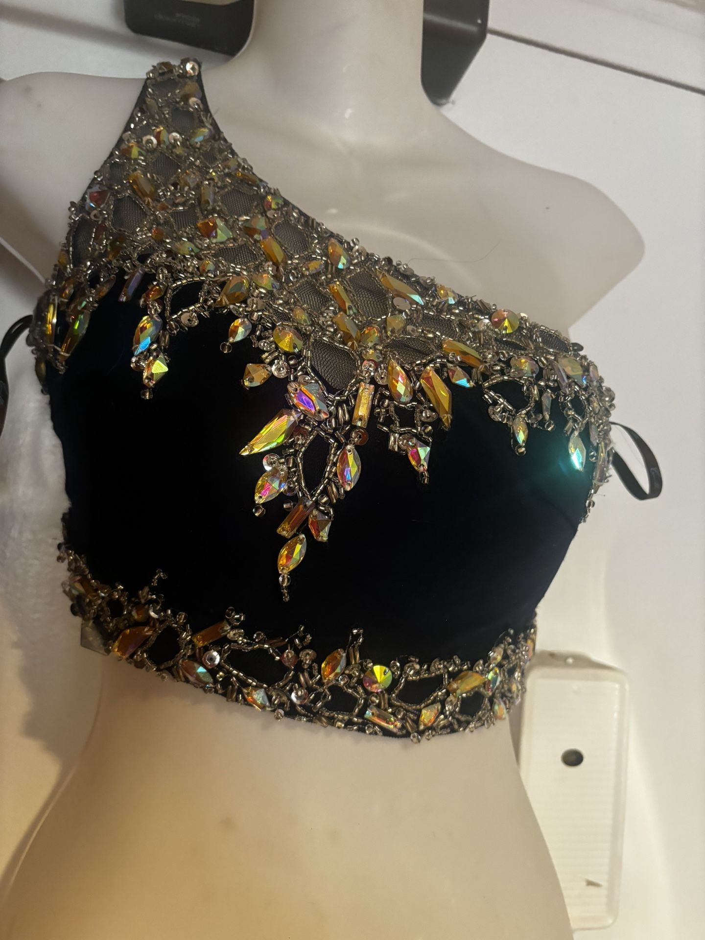 Sparkle top crystal halter shirt rhinestone cutout back blouse lace bralette 