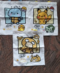 Pokemon Squirtle, Psyduck & Pikachu Tote Bags NEW