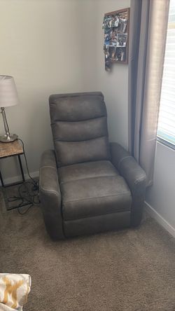 Gray Upholstered Recliner Chair