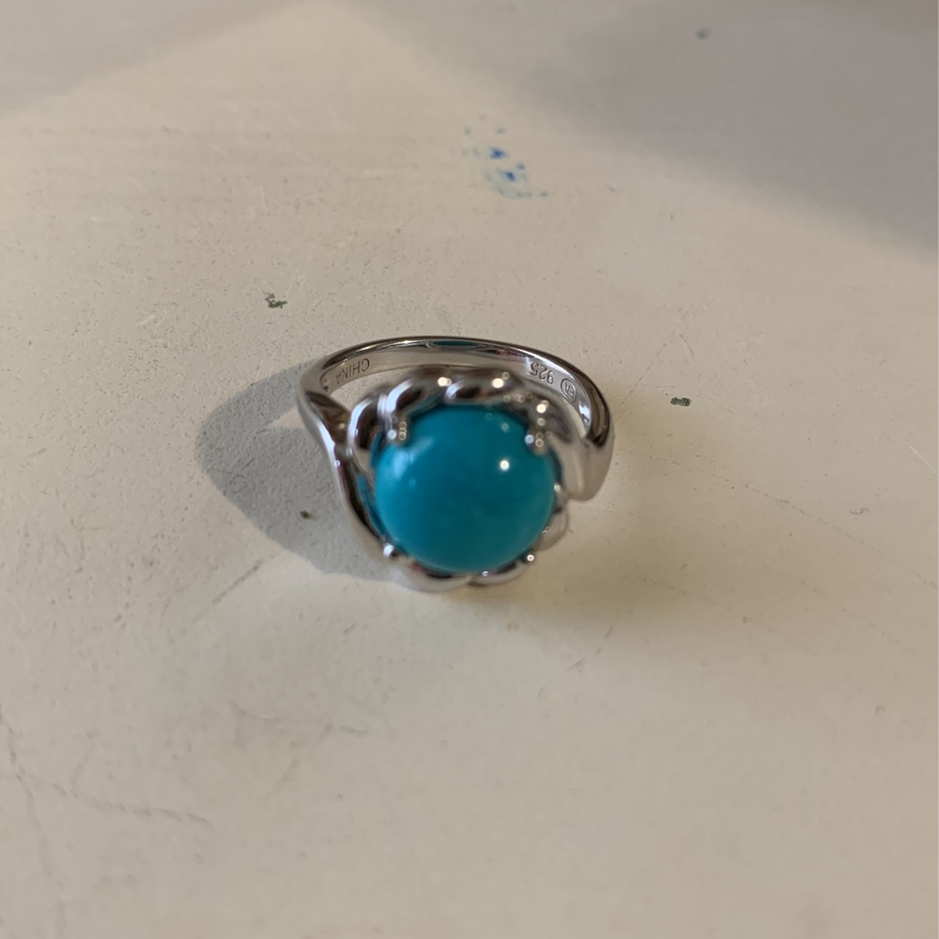 Turquoise And Sterling Silver Ring Size 6