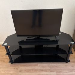 Glass TV Stand with 32” Samsung TV