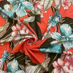 Knit Fabric Sewing Fabric 28” X 56”W 100% Cotton 4-way stretch Natural Fiber tropical prints