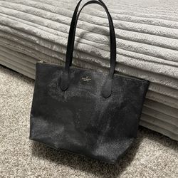 Kate Spade New York Glimmer Large Top Zip Tote Bag in Black Glitter