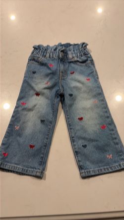 Girls Light Wash Embroidered Denim Jeans