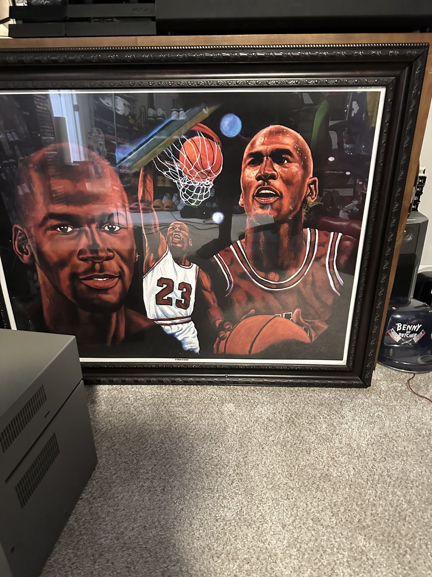 Michael Jordan Glass Framed Portatie 48x36