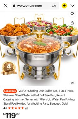 VEVOR Stainless Steel Chafing Dish Set 4 Pack