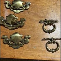 Brass cabinet/dresser handles and screws