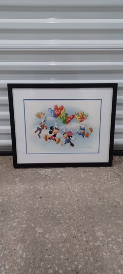 Framed Disney Characters Balloon Print