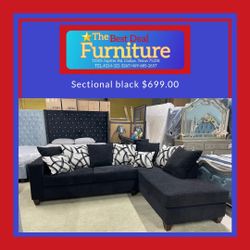 Sectional Black Fabric