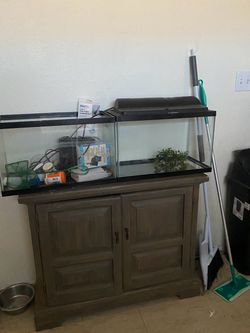 Desk and fish tank