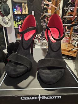 Black Suede Strap Heels