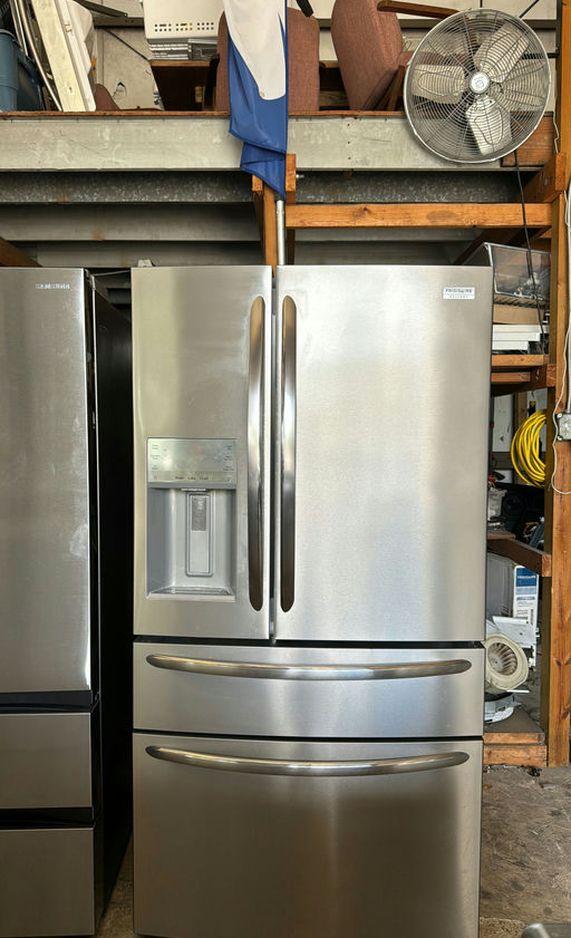 Frigidaire 4-Door Refrigerator (French Door Fridge with Drawer Freezer) - Ice Maker, Adjustable Shelves