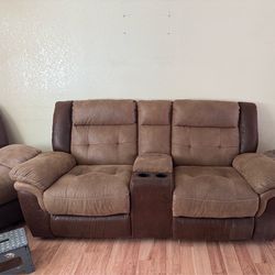Brown Reclining Living Room Set – Sofa, Loveseat & Recliner