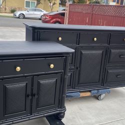 (Nightstand only) McM Black wood side table / nightstand w shelf’s space inside