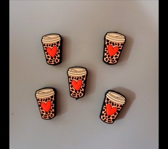 leopard coffee cup silicone focal beads