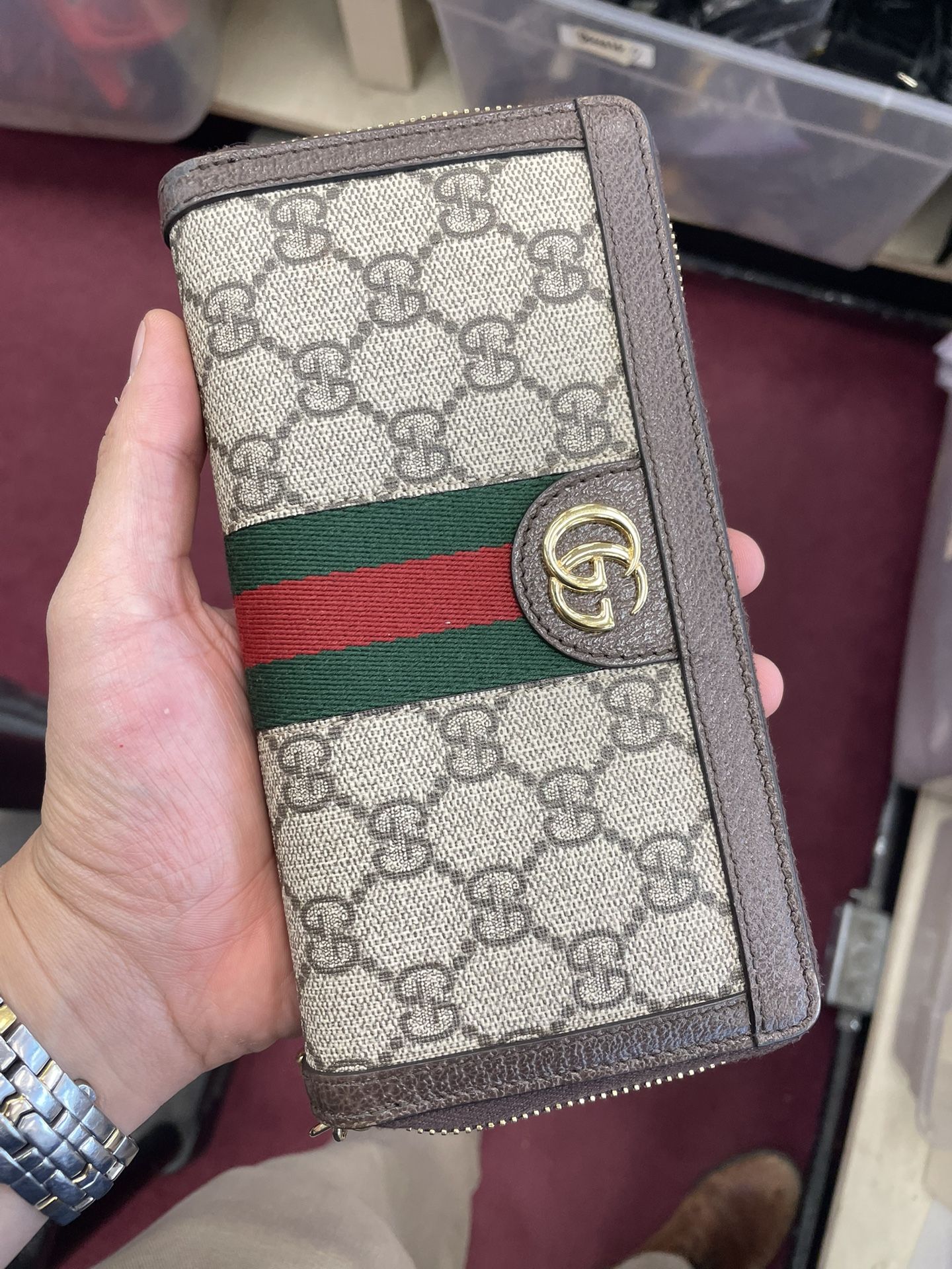 Gucci GG supreme Ophidia Zip Wallet