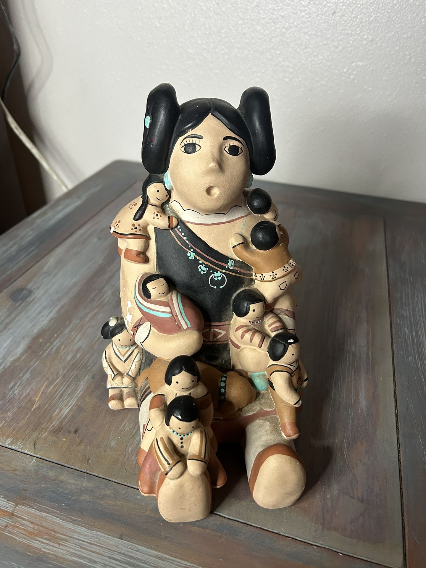 Cleo Teissedre Hopi signed Storyteller Figure ‘89 Pottery vintage - 11 children