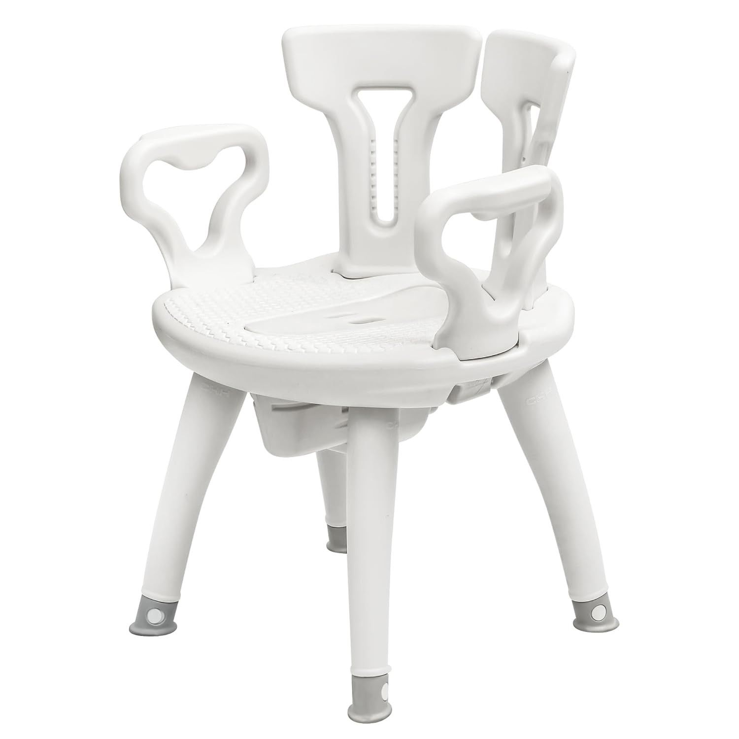 3 in 1 Shower Chair, Bedside Toilet Chair Potty,Bath Stool with Arms and Backrest, Padded Shower Seat with Cut Out Opening