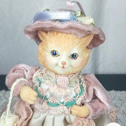 Vtg Katherine's Collection 7" Retired Victorian Kitten Cat Christmas Ornament 