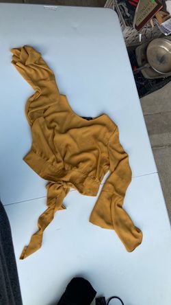 Mustard Yellow Wrap Crop Top
