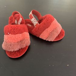 UGG Girls Red Slide Shoes. Size 11. Fair Condition. 