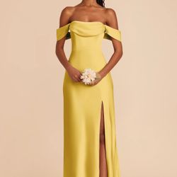 Matte Satin Sunflower Yellow Dress 