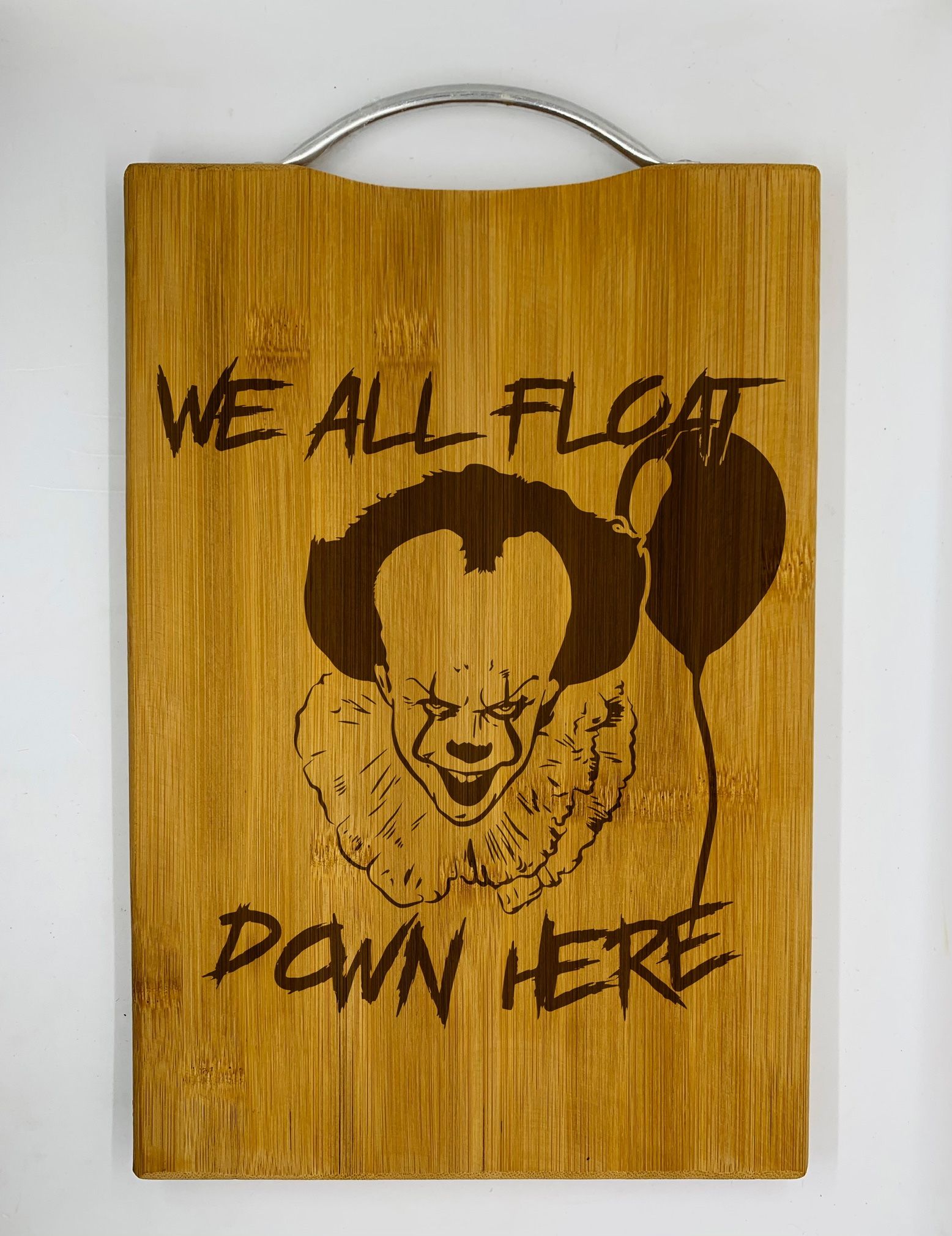 pennywise clown laser engraved bamboo high quality cuttingboard