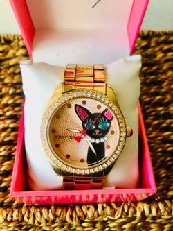 Betsey Johnson Black Cat Watch | Color: Gold. In Original Box.