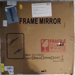 30x30 Rounded Rectangular Black Bathroom Mirror - Open Box