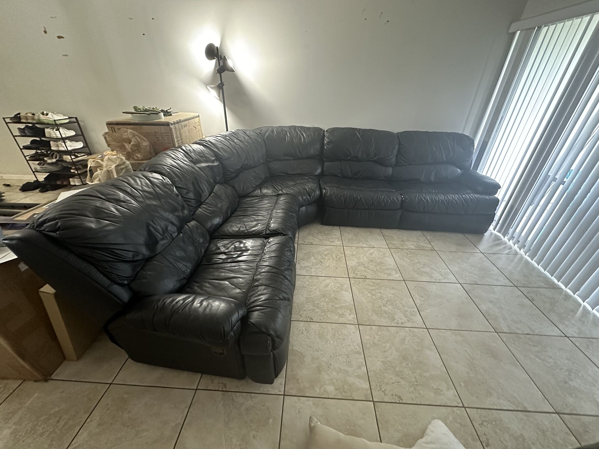 Black Leather Sectional