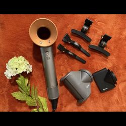 DYSON Supersonic Origin Nickel/Copper Genuine Hair Dryer w/ Styling Accessories