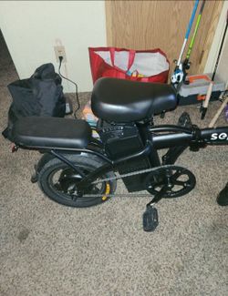 Black Electric Folding Bike with Rear Seat