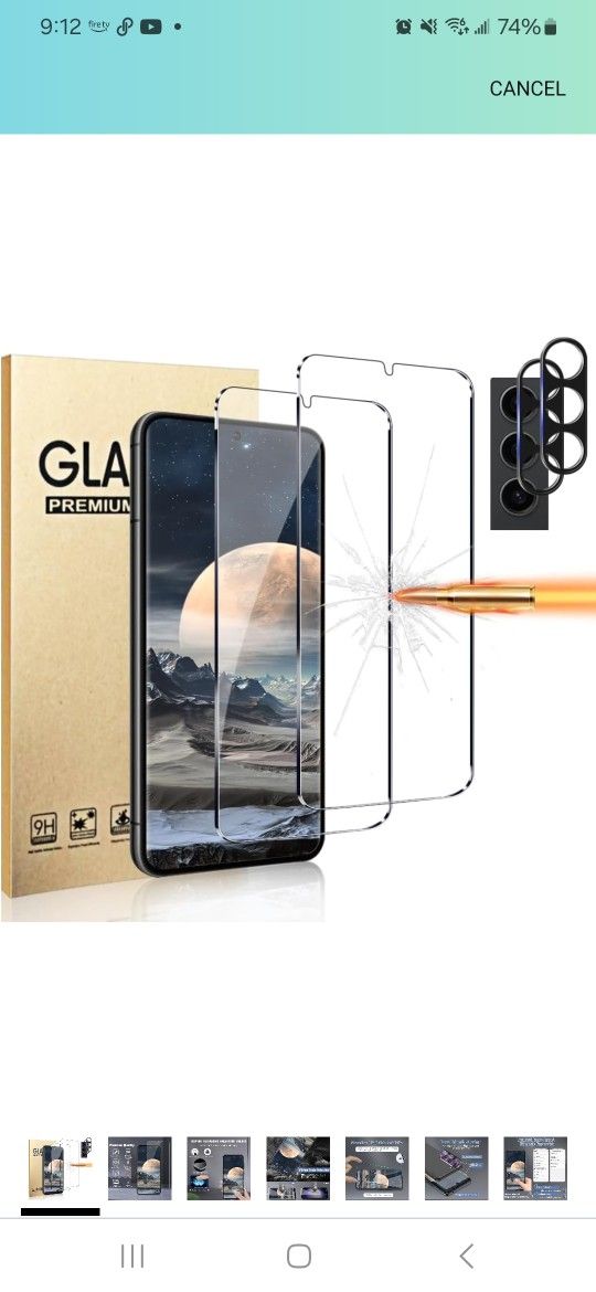 [2+2 Pack] Galaxy S23 Screen Protector with Camera Lens Protector, 9H Tempered Glass,Fingerprint Support,HD Scratch Resistant Glass Film, for Samsung 