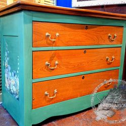 Antique Green Refinished Dresser